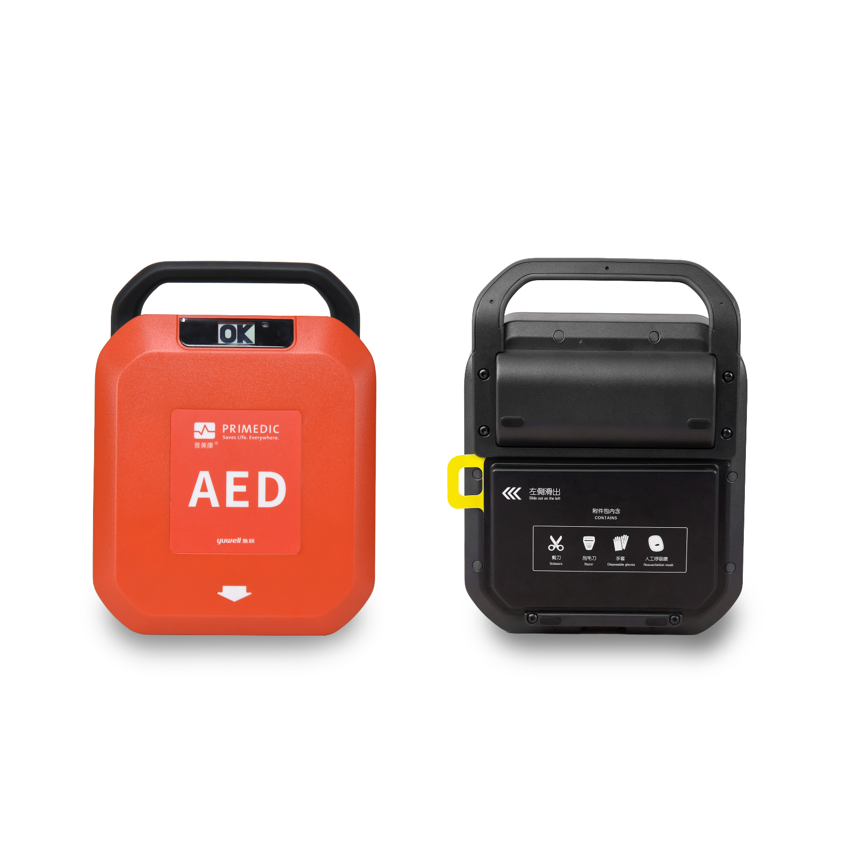 เครื่องกระตุกหัวใจไฟฟ้าอัตโนมัติ (AED) Yuwell รุ่น HeartSave Y8 (รับประกันศูนย์ไทย 6 ปี) พร้อมตู้เก็บ AED แบบตั้งพื้น