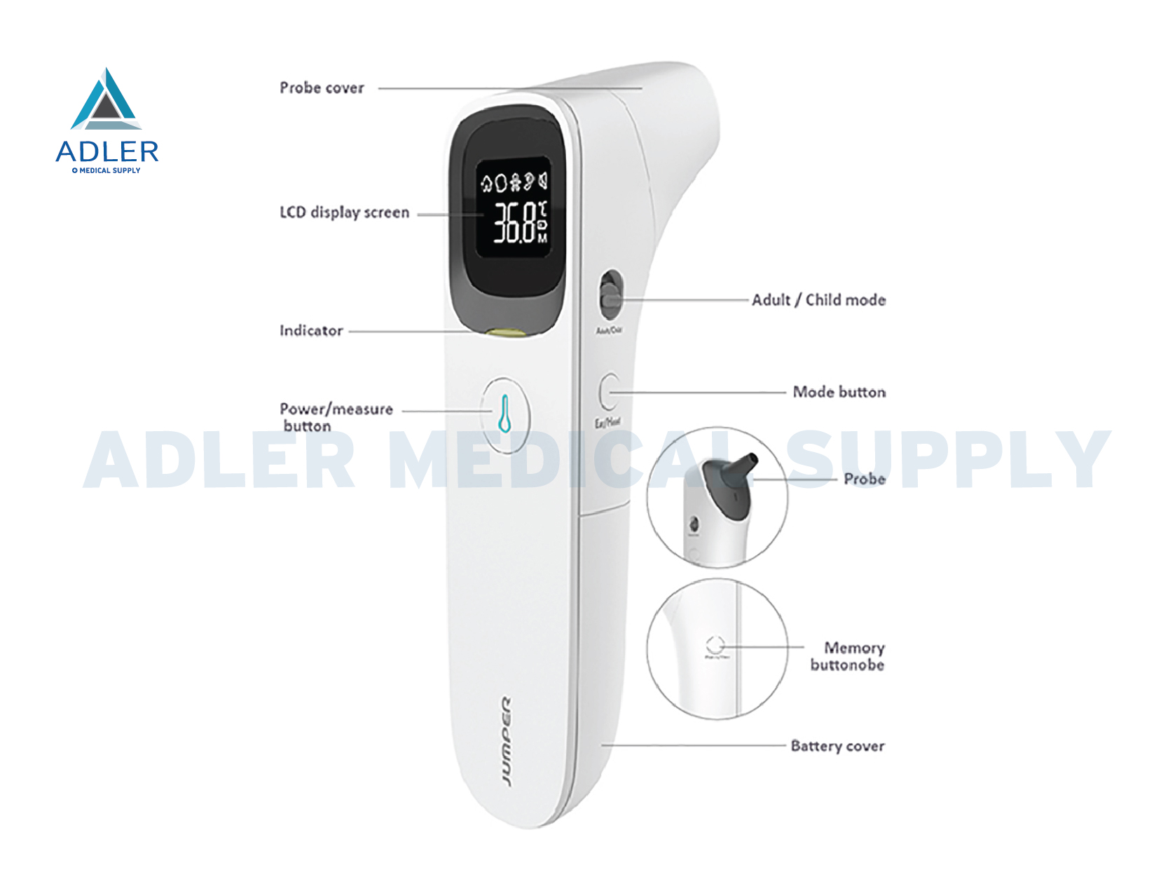 เครื่องวัดอุณหภูมิร่างกายอินฟราเรด รุ่น JPD-FR300 เครื่องวัดอุณหภูมิร่างกายอินฟราเรด รุ่น JPD-FR300