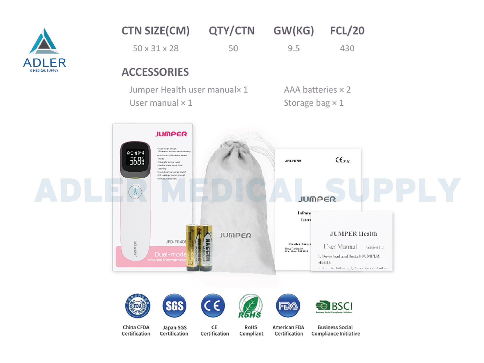 เครื่องวัดอุณหภูมิร่างกายอินฟราเรด รุ่น JPD-FR300 เครื่องวัดอุณหภูมิร่างกายอินฟราเรด รุ่น JPD-FR300