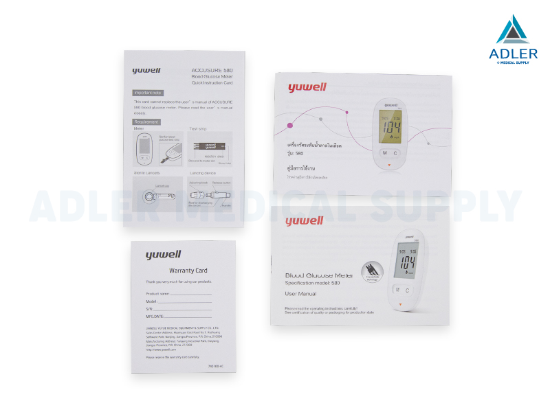 เครื่องตรวจวัดระดับน้ำตาลในเลือด YUWELL Blood Glucose Meter รุ่น 580