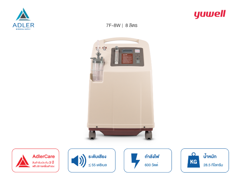 เครื่องผลิตออกซิเจน 8 ลิตร Yuwell รุ่น 7F-8W (รับประกัน 3 ปี)