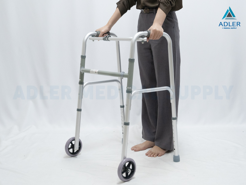 Multifunction Aluminium Walker with Wheels วอล์คเกอร์อลูมิเนียม 4 ขา พับได้ มีล้อ