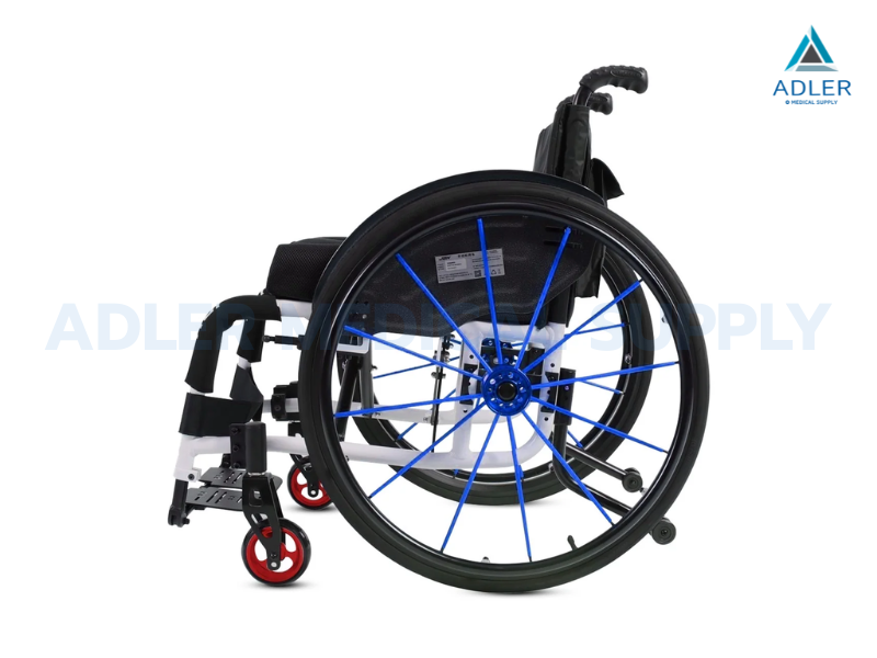 รถเข็นวีลแชร์แมนนวล ดีไซน์สปอร์ต รุ่นพิเศษ Sport Elegance (Red-Blue) (รับประกัน 1 ปี)